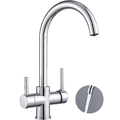 Rubinetto cromato a 3 vie per acqua fredda, calda e filtrata